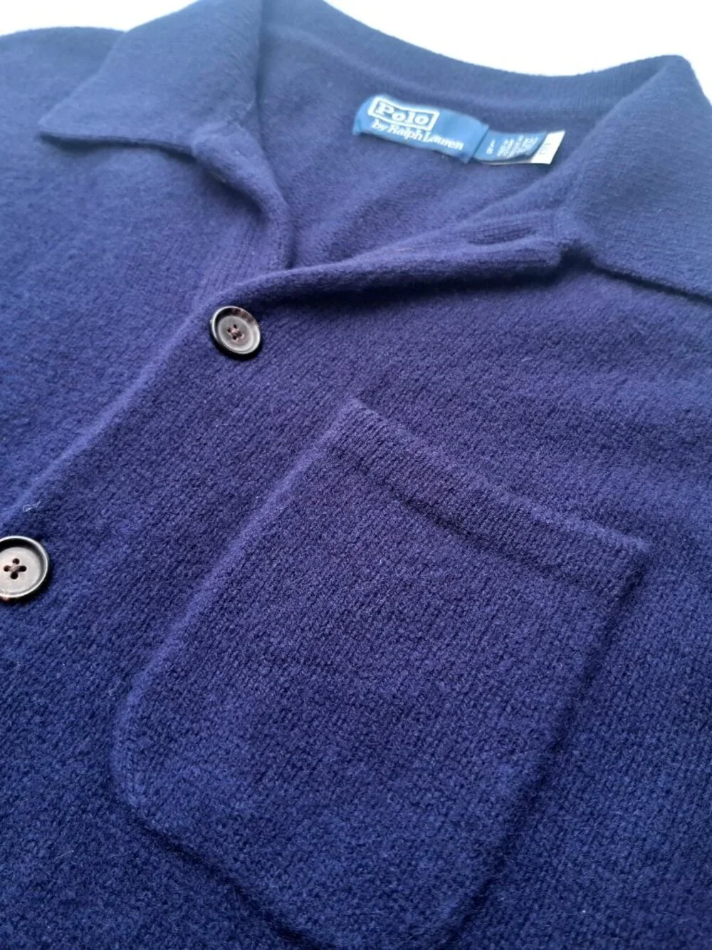 Polo Ralph Lauren Wool Cashmere Men's Cardigan Sweater Large Navy Classic Preppy
